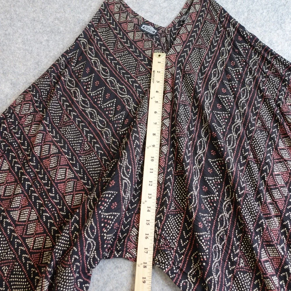 Vintage 90s Angie Harem Jumpsuit Womens S Black Geometric Beachy Boho Romper